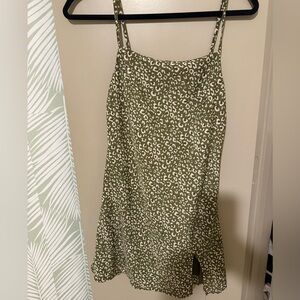 Green and White Leopard Print Dress